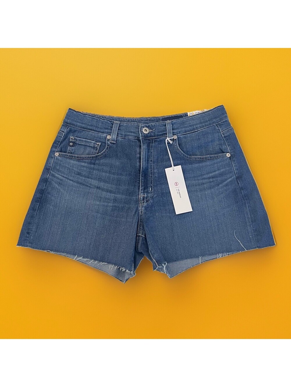 $178 AG Adriano Goldschmied Ex Boyfriend Shorts Mid Rise Bermuda Relaxed Bay 31